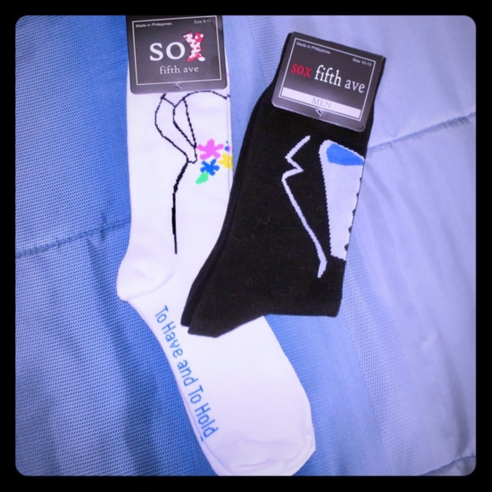 NWT HIs Hers Wedding Bride Groom Matching Socks
